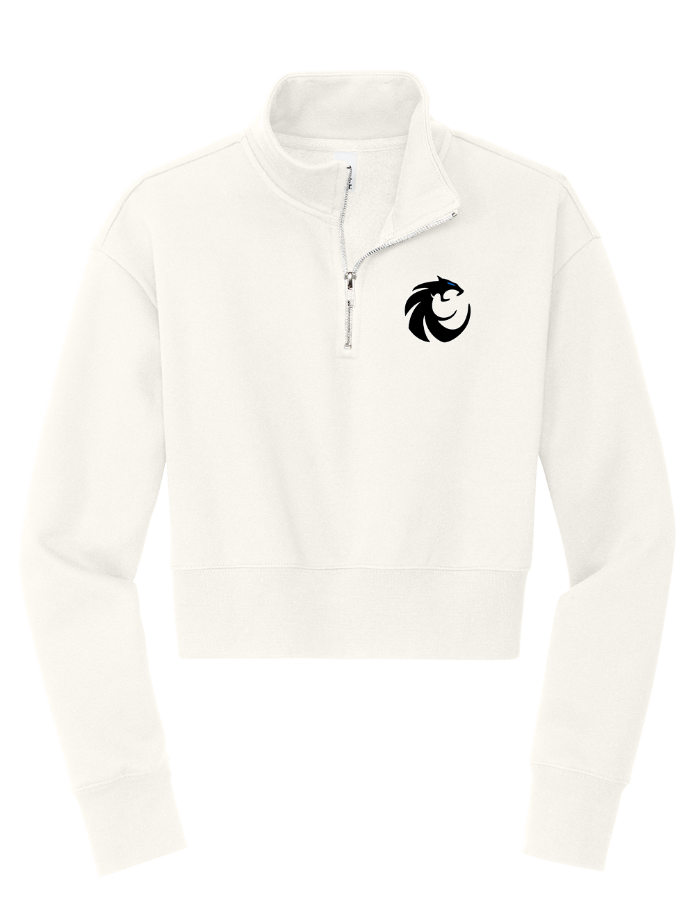 Guyer Women's Quarter Zip Embroidered Crop Top